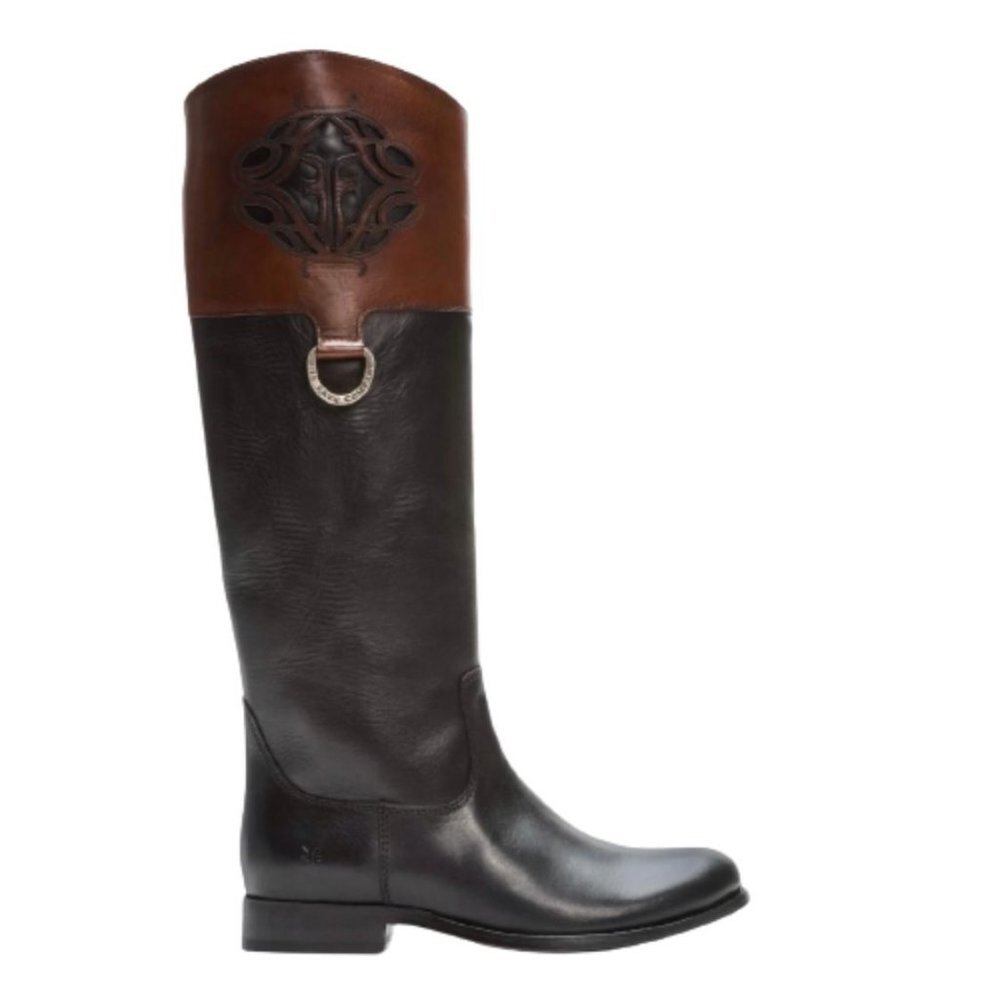 Frye Melissa Logo black leather boots size 6